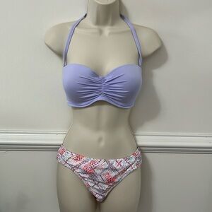 Victoria’s Secret Bikini Purple Top, 36D and Flowered Bottoms, Large